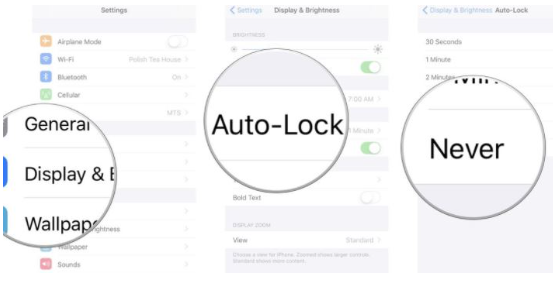 Desactivar la función de bloqueo automático para arreglar las fotos eliminadas recientemente en el iPhone no se eliminarán