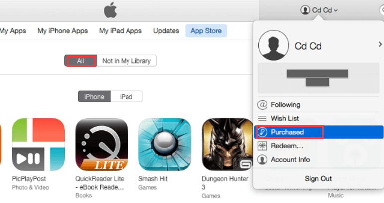 Eliminación del historial de aplicaciones con iTunes