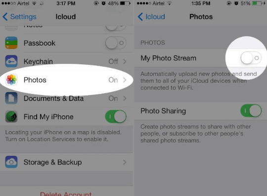 Desactivar Photo Stream para liberar espacio en el iPhone
