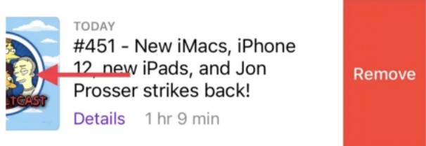 Eliminar un solo episodio de Podcasts del iPhone