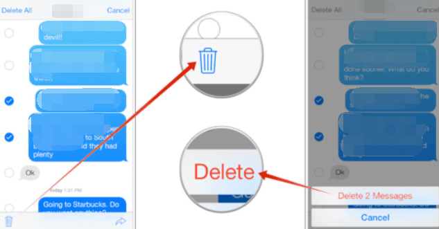 Eliminación del historial específico de iMessage a través de la aplicación de mensajes