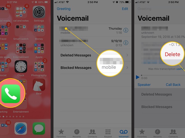 Cómo eliminar un correo de voz en particular en iPhone