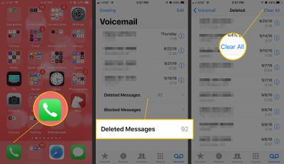 Borre sus mensajes de correo de voz eliminados en iPhone