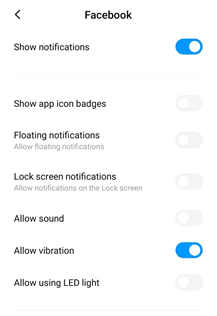 Desactivar las notificaciones de Facebook de Android a través de la configuración del dispositivo