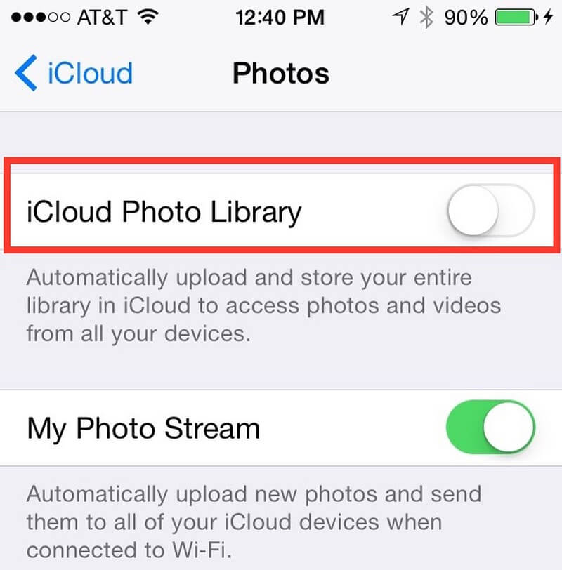 Deshabilite la biblioteca de fotos de iCloud cuando no tenga permiso para eliminar este elemento en el iPhone