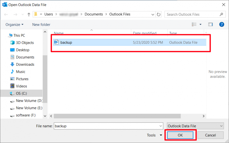 Crear una copia de seguridad con la herramienta de reparación de Microsoft Outlook