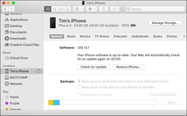 Recuperar mensajes eliminados en iPhone usando Finder