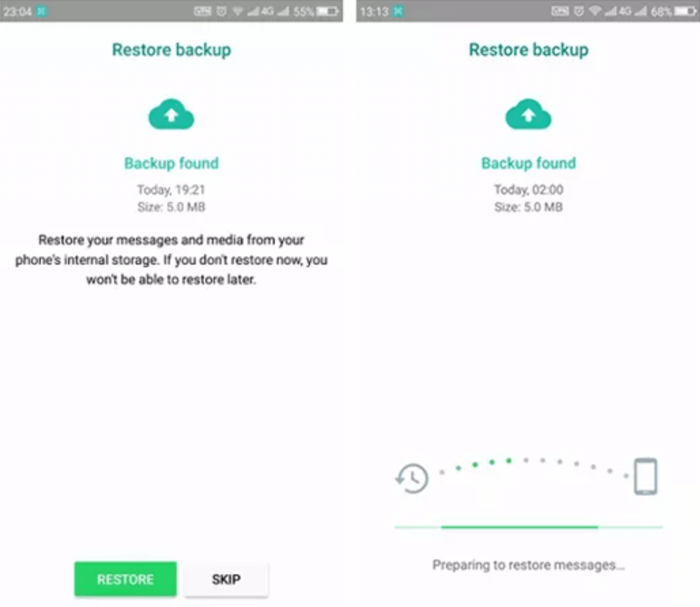 Restaurar archivo de copia de seguridad de WhatsApp usando Google Drive