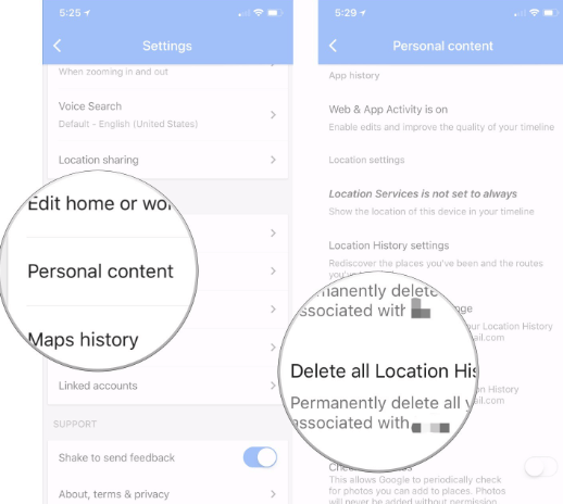 Borrar el historial de Google Maps del iPhone