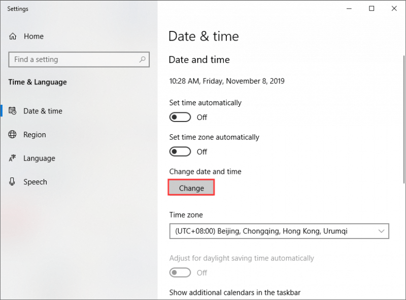 Cómo cambiar el tiempo en la computadora con Windows 10 a través de la configuración
