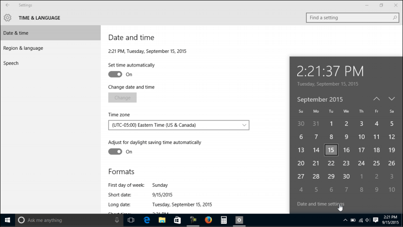 Cómo cambiar el tiempo en la computadora con Windows 10 a través de la barra de tareas
