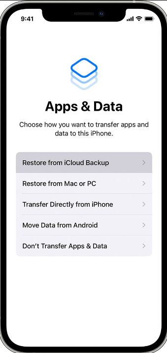 Restaurar desde iCloud Backup