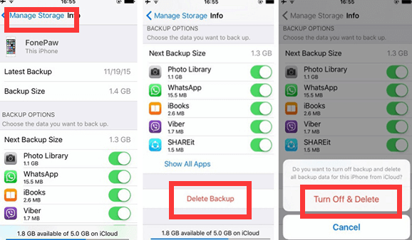 Eliminar la copia de seguridad antigua de iCloud del iPhone