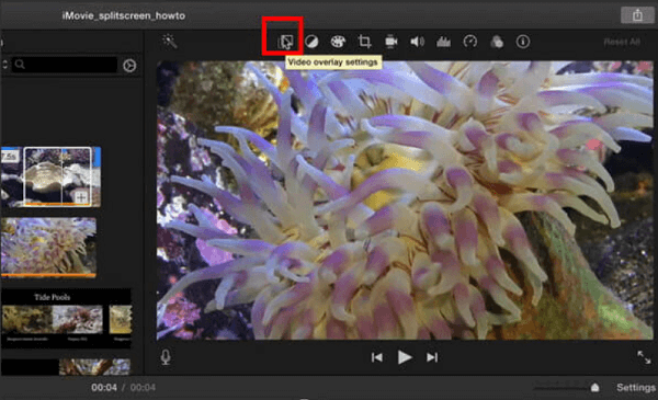 Hacer ajustes en la pantalla dividida usando iMovie