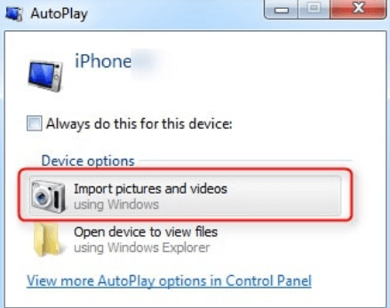 Extraiga fotos de iPhone a través de Windows AutoPlay