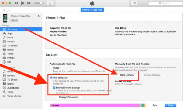 Hacer una copia de seguridad del iPhone en la PC usando iTunes