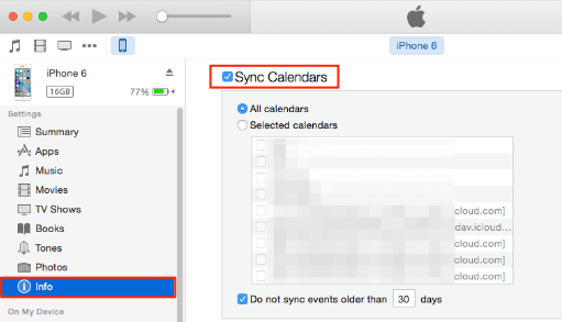 Transferir calendario de iPhone a Mac a través del uso de iTunes