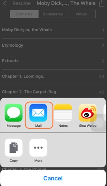 Cómo transferir libros desde el iPhone a la computadora a través del correo electrónico