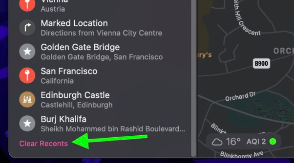 Borrar el historial de mapas en Mac
