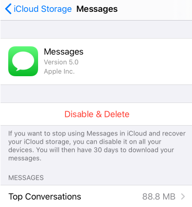Eliminación del historial de iMessage a través de iCloud