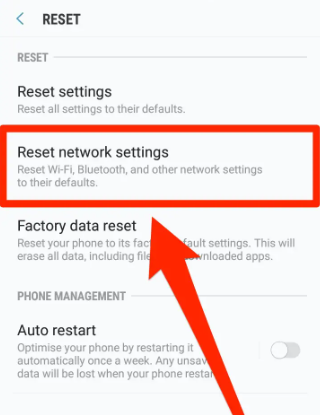 Restablecer la configuración de red para arreglar la aplicación no se eliminará en el iPhone