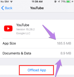 Libere el almacenamiento de YouTube para iOS