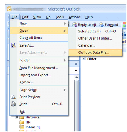 Abra el archivo de datos de Outlook para resolver el error