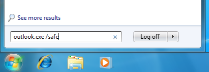 Ejecute MS Outlook en modo seguro antes de ejecutar la herramienta de reparación de correo electrónico