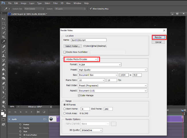 Cómo exportar un video editado en Photoshop