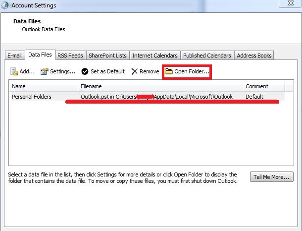 Busque el archivo PST para recuperar archivos PST eliminados en Outlook