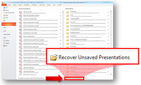 Recuperar archivos de PowerPoint no guardados usando la función Autorrecuperación