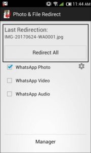 Cambie la ubicación de almacenamiento de WhatsApp tocando Redirigir todo