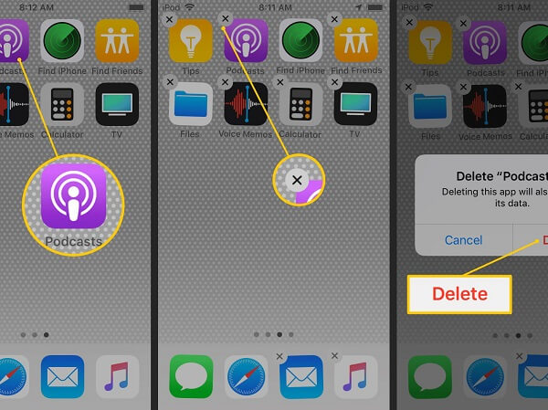 Eliminar o desinstalar la aplicación Podcasts del iPhone