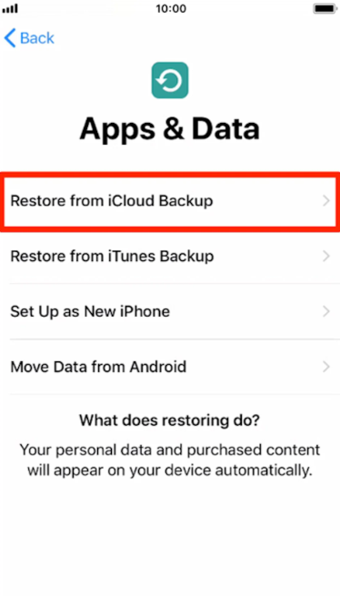 Restaurar copia de seguridad de iCloud en el nuevo iPhone