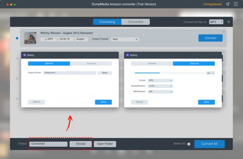 El mejor descargador de música de Amazon: DumpMedia Amazon Music Converter - Configuración de salida