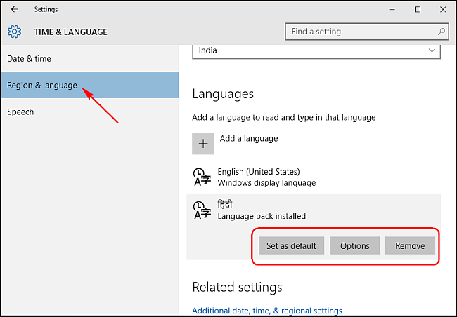 Para cambiar el idioma de la pantalla en Windows 10 a través de la configuración