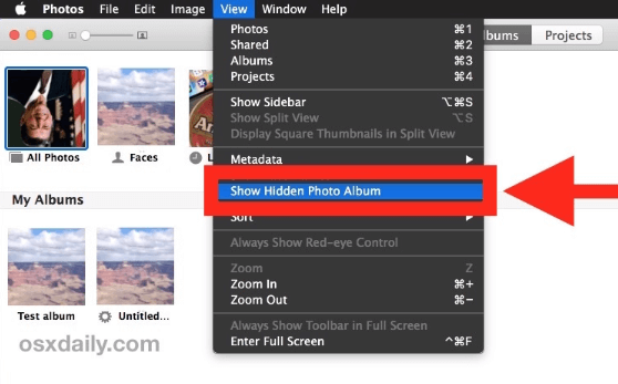 Mostrar álbum de fotos oculto en Mac
