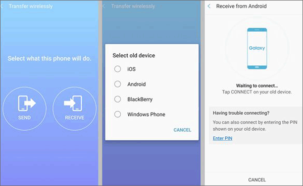 Configure sus dispositivos Samsung para transferir contactos de Samsung a Samsung