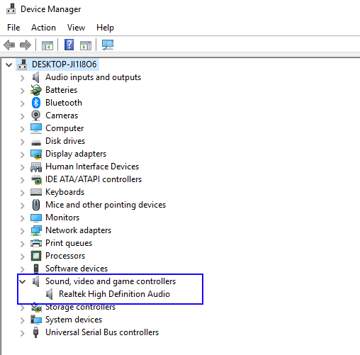 Verifique los controladores de sonido, video y juegos para su MKV sin sonido en Windows 10