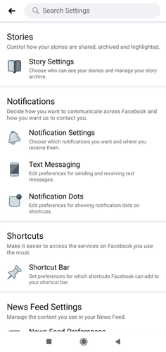 Desactivar notificaciones específicas de Facebook Android