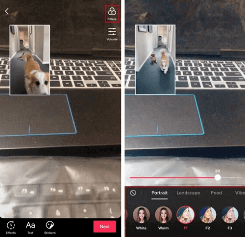 Cómo aplicar filtros al video de reacción en Tiktok