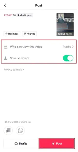 Cómo publicar un video de reacción en Tiktok