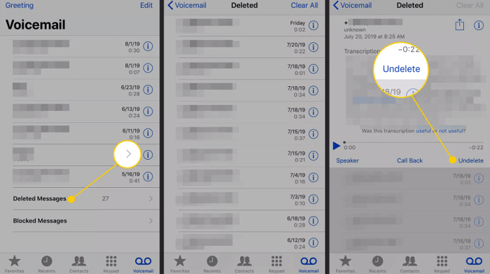 Recuperar correos de voz en iPhone