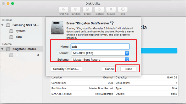 Use la Utilidad de Discos para formatear USB a FAT32 en Mac