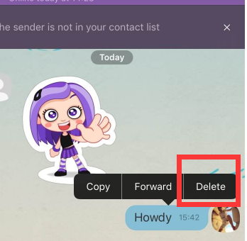 Eliminar mensajes específicos de Viber