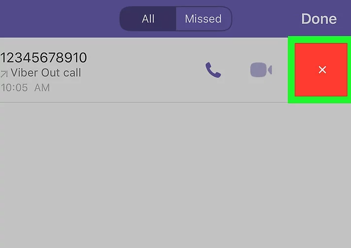 Eliminar llamadas individuales usando Viber