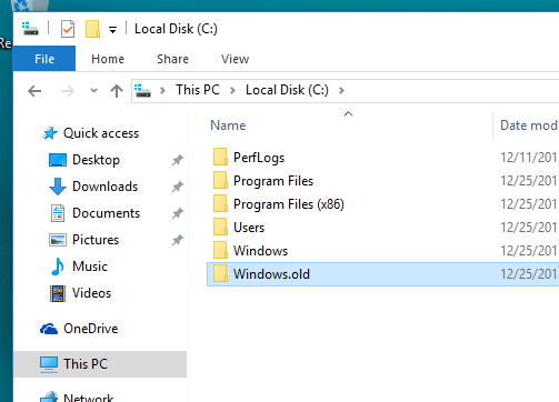 Recupere sus archivos usando Windows. Carpeta antigua después de que la actualización de Windows eliminó todo