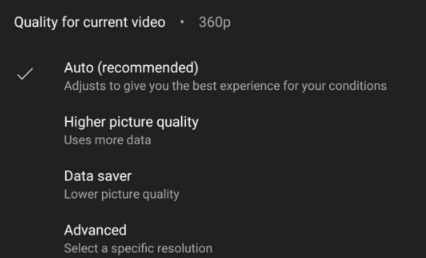 Cambiar la calidad del video para que coincida con la velocidad de Internet