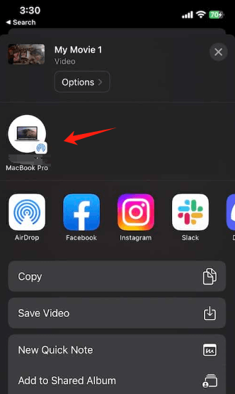 Airdrop iMovie desde iPhone a Mac