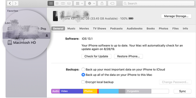 Haga clic en el nombre de su dispositivo para transferir programas de televisión de iPhone a iPhone